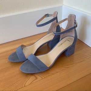 Lulus Harper Blue Suede Ankle Strap Heels - Womens 8.5 US